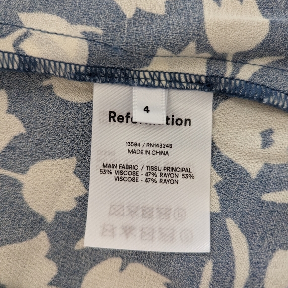 NWOT Reformation Canal Dress in Tuli blue floral wrap tie dress, Small - Picture 4 of 5